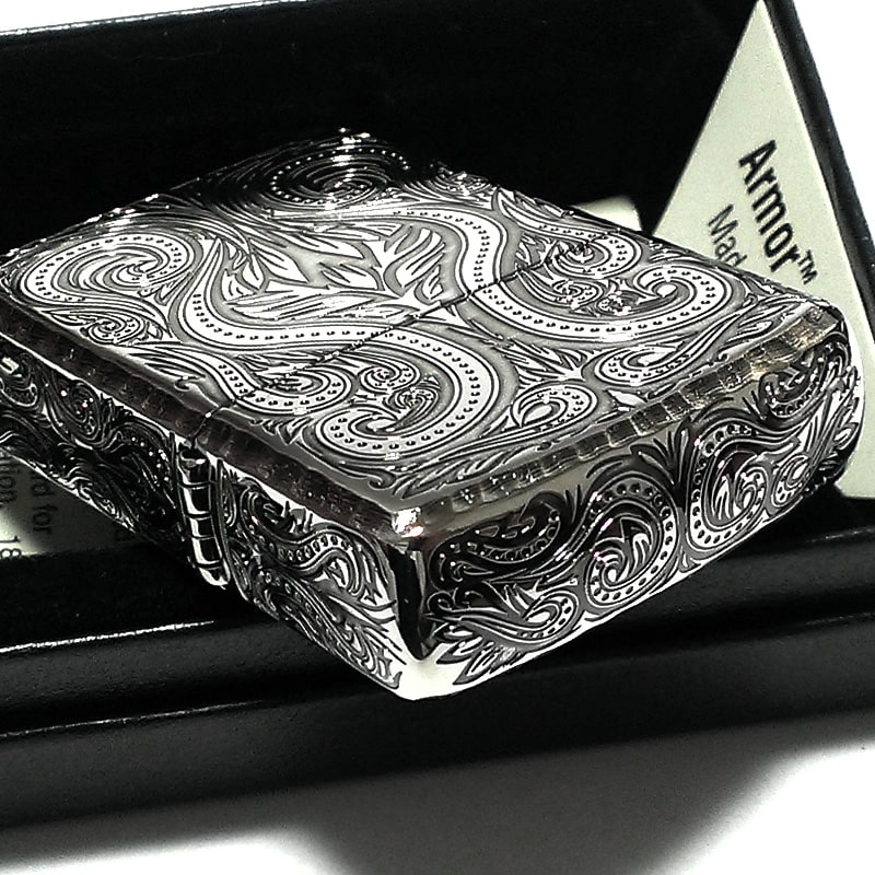 爆買い送料無料 Zippo アーマー ラグジュアリー アラベスク ５面 シルバー 燻し ジッポ ライター かっこいい 豪華 繊細 コーナーリューター おしゃれ 銀 重厚 メンズ ギフト プレゼント Qdtek Vn