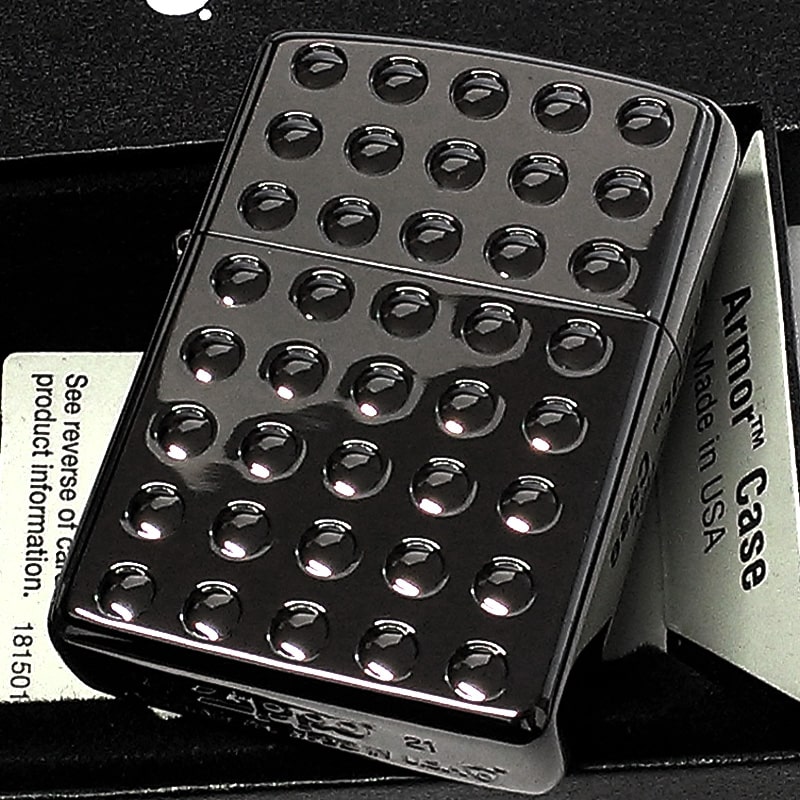 ZIPPO ジッポ アーマー ライター シャインレンズカット 重厚 ブラックニッケル 両面加工 黒 かっこいい おしゃれ メンズ ギフト プレゼント 動画あり