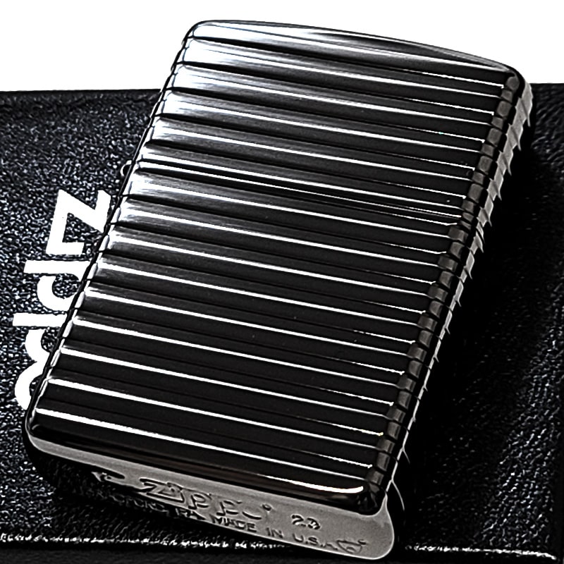 ZIPPO アーマー ホリゾンタル ストライプ ブラックニッケル 4面連続加工 ジッポ ライター かっこいい 彫刻 シンプル おしゃれ 重厚 黒 メンズ ギフト プレゼント 動画あり｜Zippoタバコケース 喫煙具のハヤミ