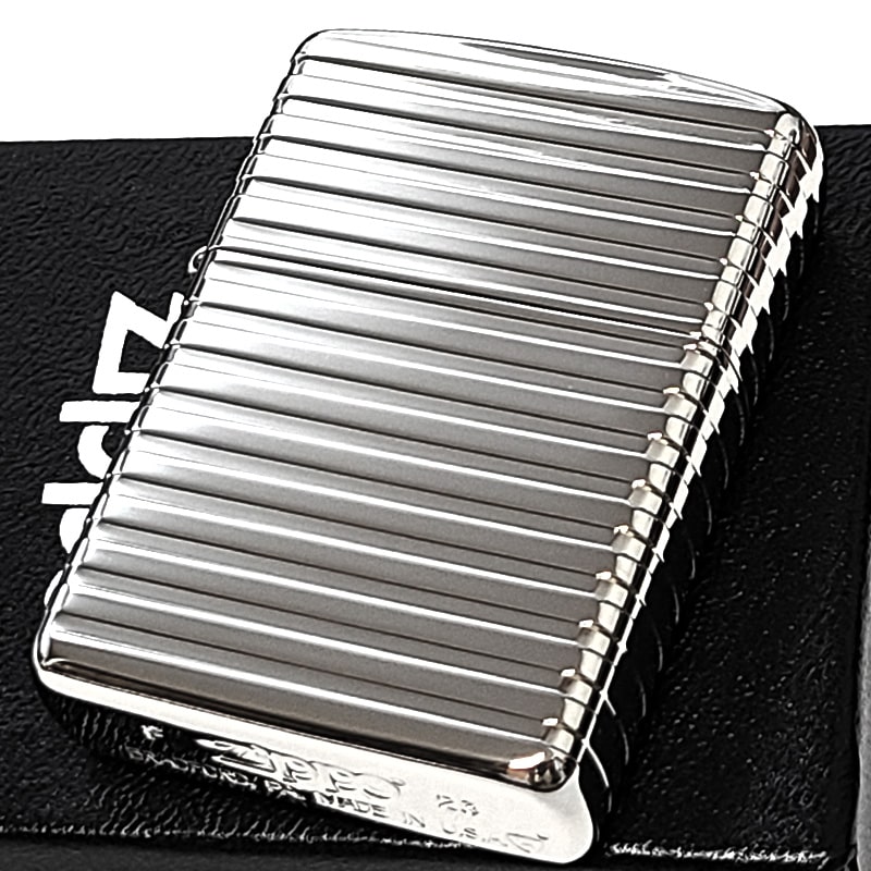 ZIPPO ライター アーマー ホリゾンタル ストライプ 4面連続加工 ジッポ ダイアノシルバー 彫刻 かっこいい シンプル おしゃれ 重厚 メンズ ギフト プレゼント 動画あり