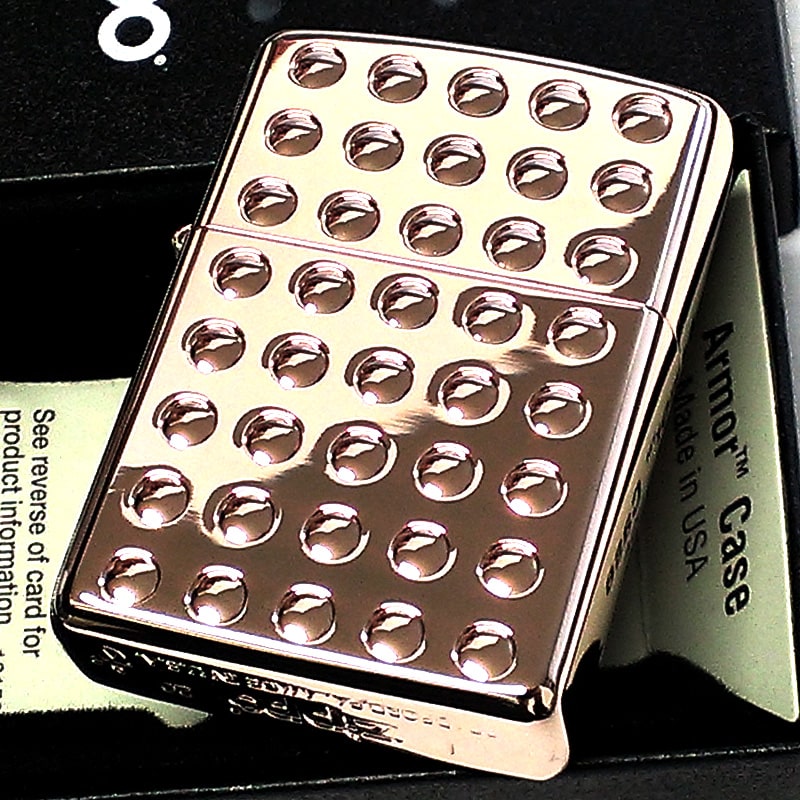 【半額！スーパーSALE対象】ZIPPO ライター アーマー ジッポ シャインレンズカット 両面加工 重厚  ピンクゴールド かっこいい おしゃれ 父の日 メンズ ギフト