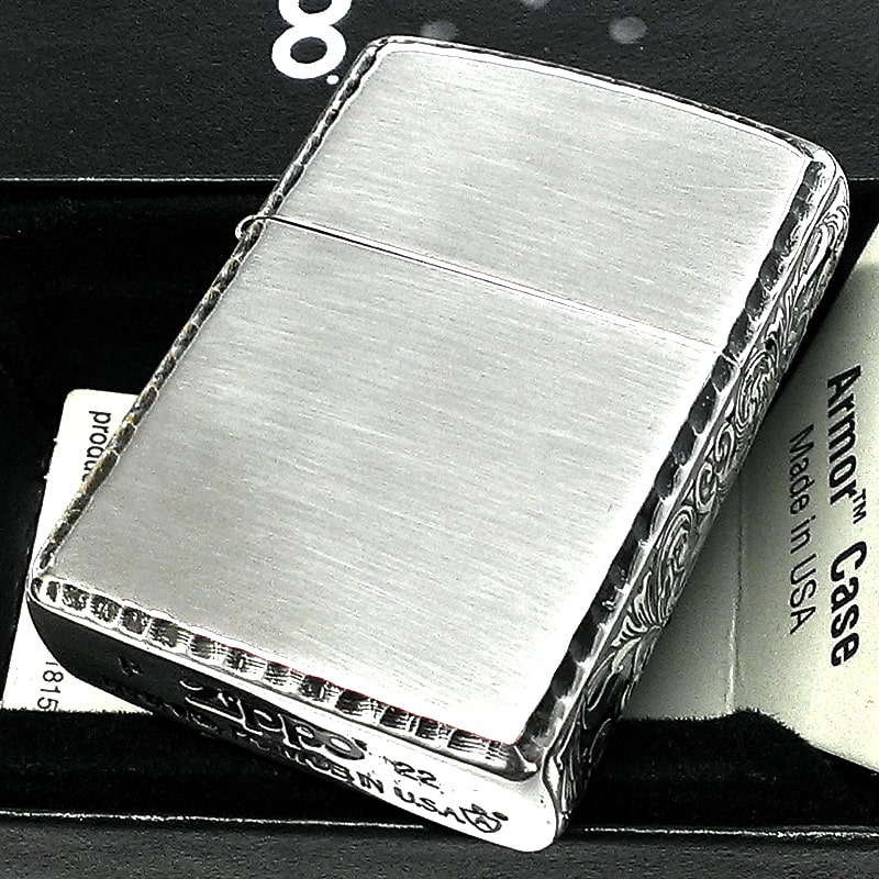 ZIPPO アーマー サイドアラベスク シルバー ジッポ ライター イブシ仕上げ リューター加工 渋い シンプル かっこいい 重厚 おしゃれ メンズ 父の日 プレゼント ギフト