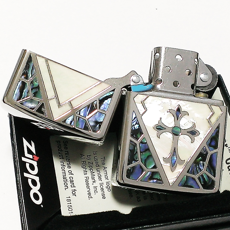 Zippo アーマー シェルインレイ ジッポ 天然貝象嵌 クロス ライター 重厚 シルバー 美しい ホワイトシェル かっこいい おしゃれ メンズ レディース ギフト プレゼント 動画有り Opinioncubana Com