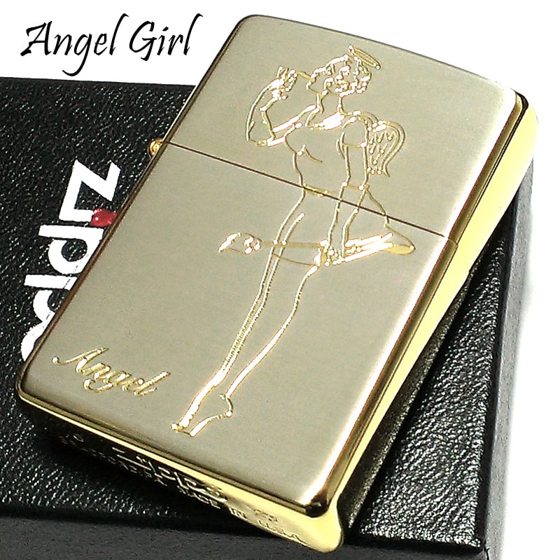 ZIPPO ライター ウィンディ エンジェルガール シルバー＆ゴールド ツートーン仕上げ ジッポ 彫刻 両面加工 可愛い かっこいい おしゃれ 動画あり メンズ ギフト プレゼント 9,196円