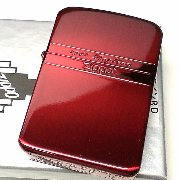 Zippo ライター ジッポ 1941 復刻レプリカ ミラーライン レッド サテン 鏡面 赤 かっこいい おしゃれ 動画有り メンズ レディース 女性 ギフト プレゼント Solga Sowa Pl