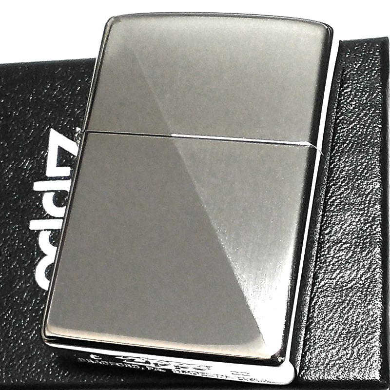 Zippo スタンダードハーフ シルバー 銀 ライター プレゼント レディース メンズ シンプル おしゃれ サテン 両面加工 ギフト ジッポ 鏡面