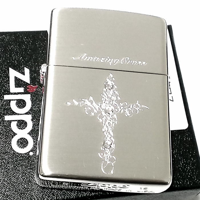 楽天市場 Zippo ライター ジッポ アメージングクロス スワロフスキー かっこいい シルバーサテン メンズ ジッポー ギフト プレゼント 十字架 彫刻 おしゃれ Zippoタバコケース 喫煙具のハヤミ