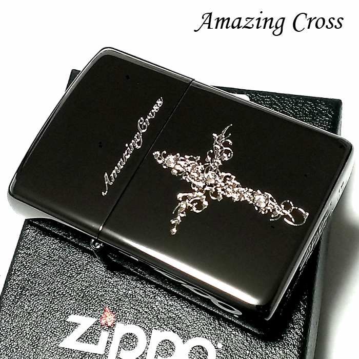 楽天市場 Zippo ライター ジッポ アメージングクロス スワロフスキー ブラックニッケル かっこいい メンズ ジッポー ギフト プレゼント 十字架 彫刻 おしゃれ Zippoタバコケース 喫煙具のハヤミ