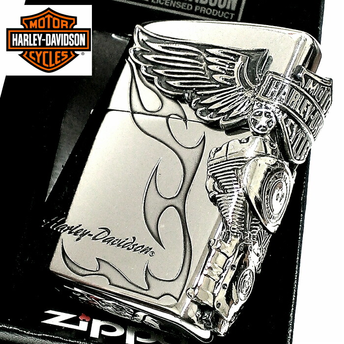 【ポイント10倍】ZIPPO ハーレー ダビッドソン ジッポライター  シルバー燻し 大型3面メタル 彫刻 かっこいい 日本限定モデル おしゃれ 父の日 ウィング 動画あり メンズ ギフト プレゼント