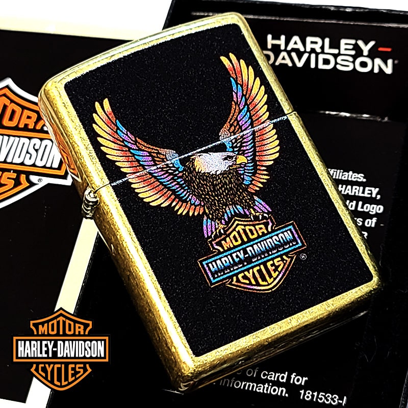 ZIPPO ハーレー ダビッドソン ユーズド加工 イーグル ロゴ ジッポ ライター 鷲 かっこいい アンティークゴールド 渋い メンズ プレゼント おしゃれ ギフト
