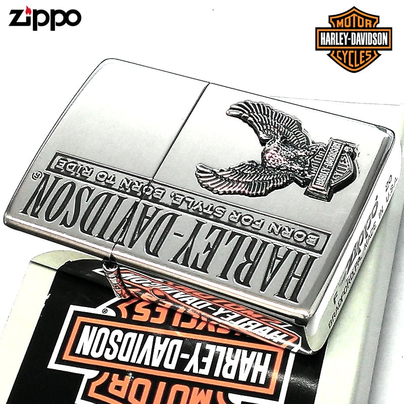 【ポイント10倍】ZIPPO ハーレー ダビッドソン ジッポ ライター かっこいい イーグルメタル HARLEY-DAVIDSON 鷲 シルバー燻し ロゴ 彫刻 銀 おしゃれ 渋い 父の日 シルバー メンズ プレゼント ギフト
