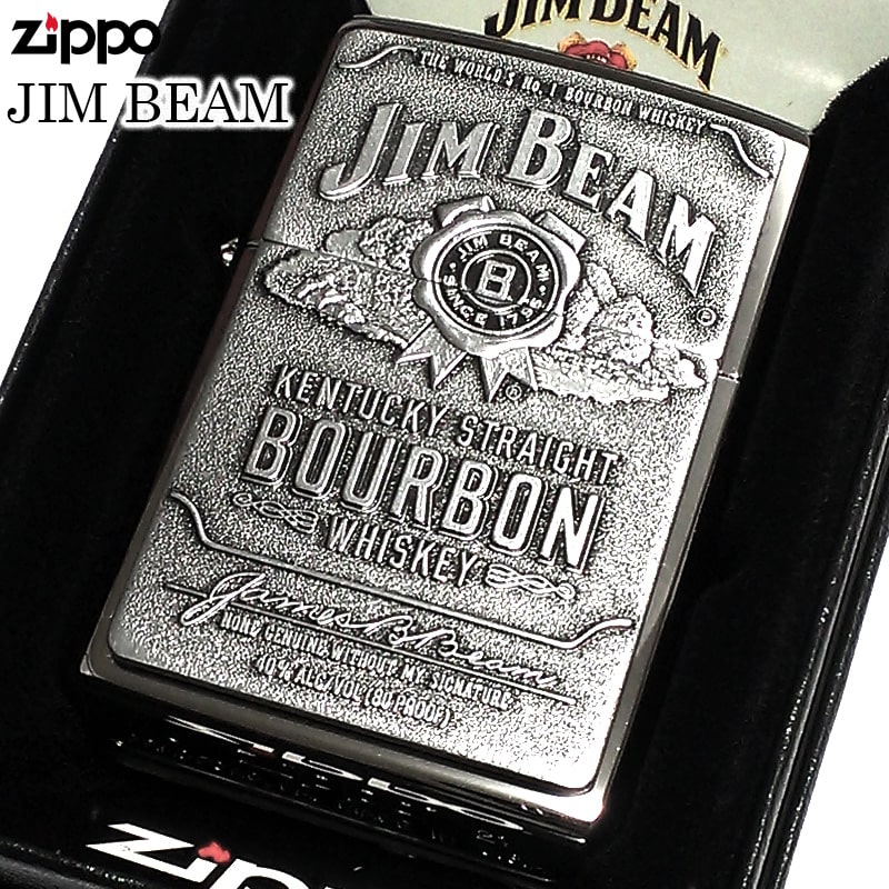 【スーパーSALE対象】ジッポ ライター ジムビーム バーボン ウイスキー ZIPPO アメリカン シルバー JIM BEAM かっこいい パッケージ ロゴ メタル 渋い お酒 メンズ おしゃれ ギフト プレゼント 動画あり