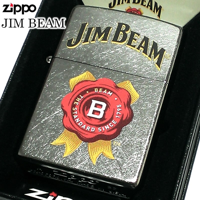 Zippo ライター ジムビーム ロゴ ジッポ シルバー Jim Beam かっこいい アメリカン お酒 バーボン おしゃれ メンズ 渋い ギフト プレゼント 動画あり 定番のお歳暮