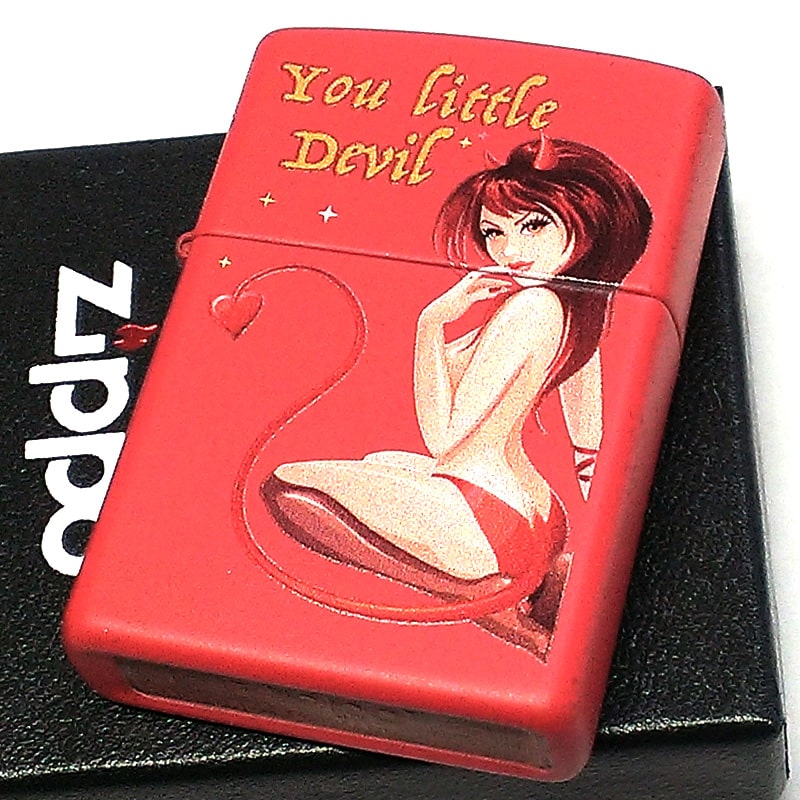 ジッポ ライター セクシー LittleDevil 悪魔 マットレッド 女性 Devil ZIPPO プリント 艶消し赤  鮮やか レディース メンズ プレゼント ギフト