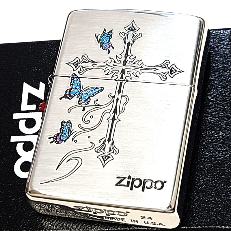 ZIPPO silver 十字架 スカル 蝶々 写真を追加 ZIPPO silver 十字架 スカル 蝶々 写真を追加 ZIPPO silver