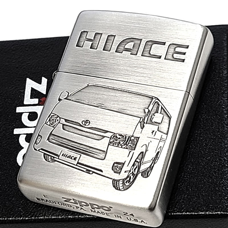 ZIPPO トヨタ ハイエース ジッポ ライター 車 シルバー TOYOTA かっこいい HIACE 全面監修 彫刻 両面加工 おしゃれ メンズ ギフト プレゼント