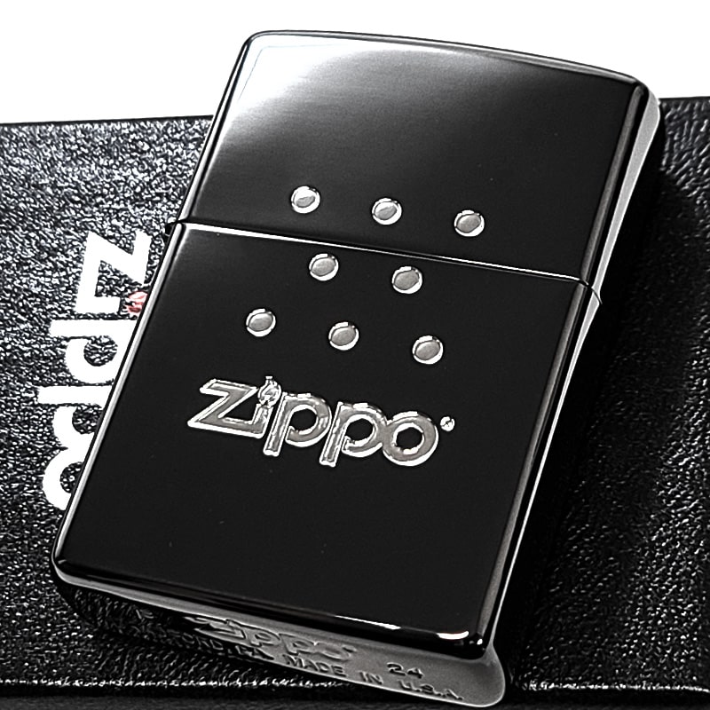 ZIPPO ライター パッケージデザイン ブラックニッケル ジッポ ロゴ かっこいい 両面加工 彫刻 鏡面 黒 メンズ おしゃれ ギフト プレゼント