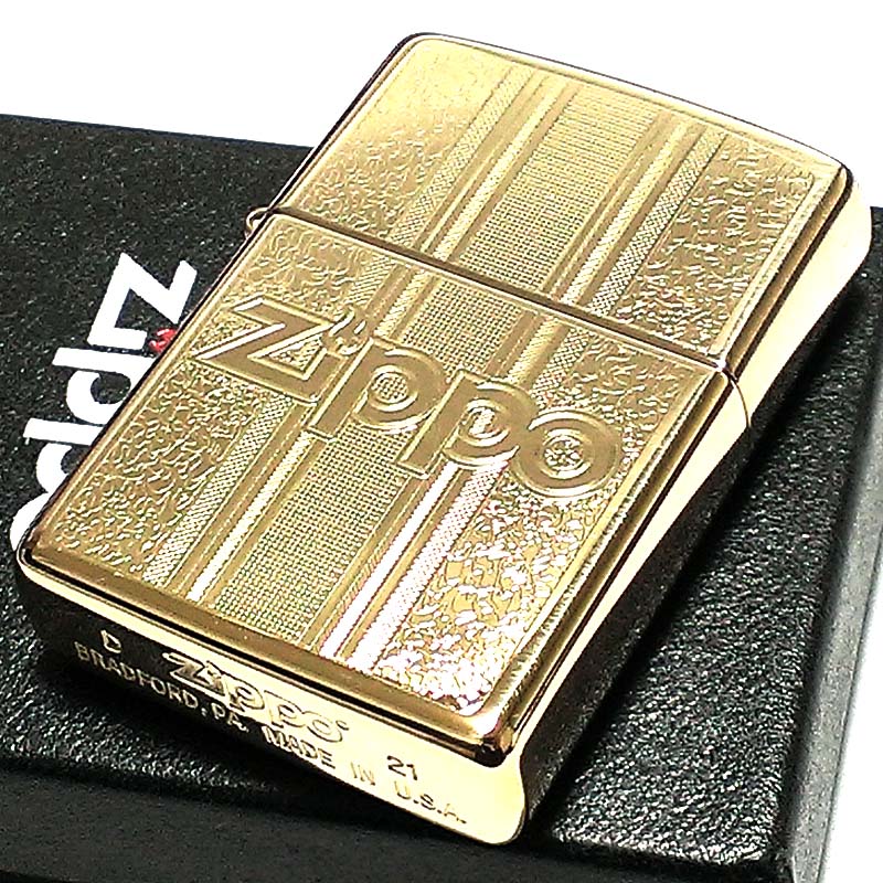 Zippo ライター シャンパンゴールド ジッポロゴ 金タンク 彫刻 おしゃれ 高級 ゴールドインサイドユニット かっこいい メンズ ギフト プレゼント Maf Gov Ws