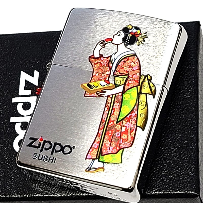 ZIPPO ライター 寿司レディ 和装 女性 日本 ジッポ 和柄 シルバー 和風 シルバー 着物 舞妓 グルメ おしゃれ Windy ウィンディ メンズ かわいい レディース ギフト プレゼント