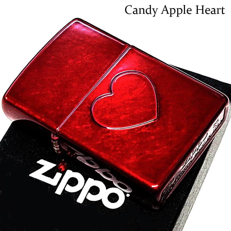 ZIPPO キャンディアップルレッド ハート おしゃれ ジッポ ライター 立体 Candy Apple Heart シンプル エンボス 赤 レディース プレゼント かわいい ギフト