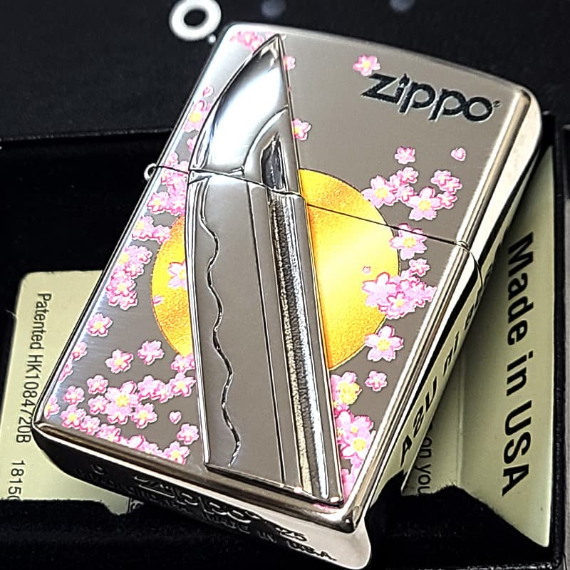 ZIPPO 和柄 刀 重厚メタル ジッポ ライター ロゴ 満月 かっこいい 桜 おしゃれ 日本 ギフト 侍 シルバー プレゼント メンズ 9,855円
