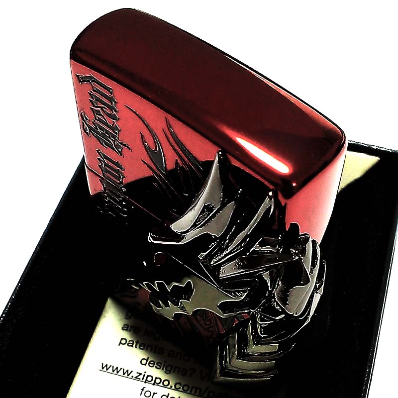 ジッポ 火具 竜頸 Zippo 葡萄酒朱 赤信号 ドラゴン 大型金属元素 龍 竜 かっこいい メンズ 頂き物 贈与 動画有り Opto Bi Be