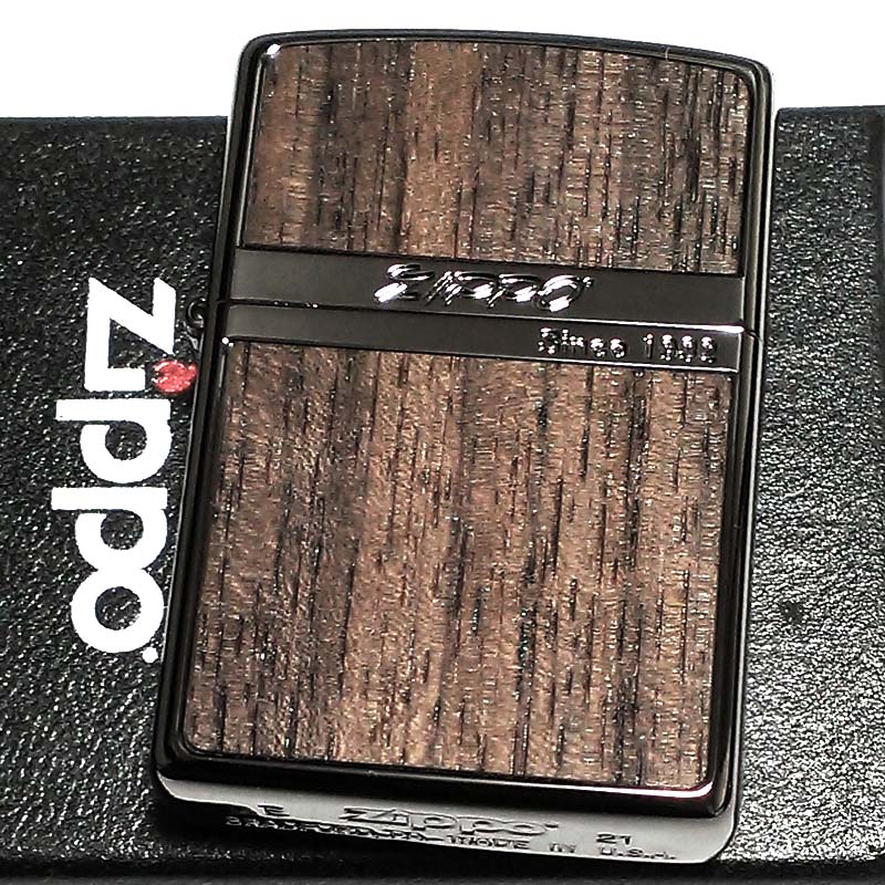 ZIPPO ライター ローズウッド ライト ネオブラック 彫刻 ストライプ ジッポ ウッド貼り 黒 両面加工 かっこいい おしゃれ レディース メンズ ギフト 父の日 プレゼント 動画あり