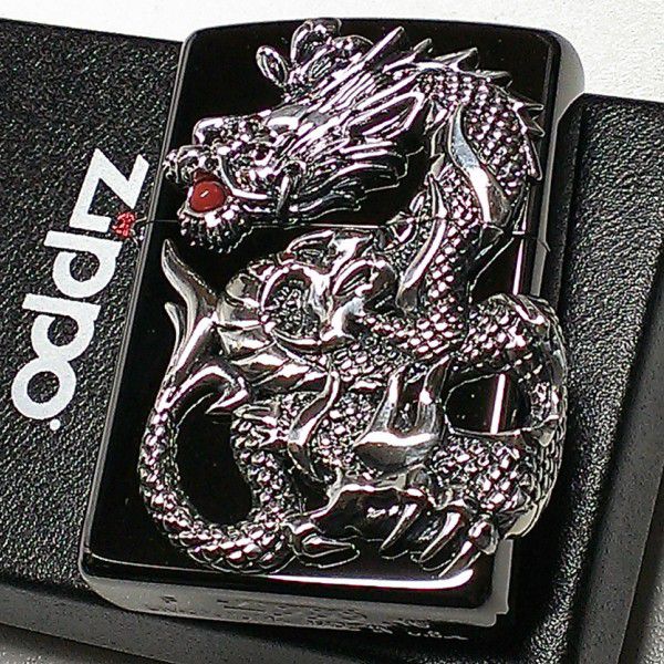 Zippo 大迫力 龍の大型メタルジッポ 8 ライター ニッケルミラー 喫煙具 竜 ジッポ 和柄 渋い 龍 ドラゴンメタル 黒 珊瑚珠玉 ブラック 8 八 鏡面 動画あり かっこいい メンズ 渋い ギフト プレゼント Zippoタバコケース 喫煙具のハヤミ