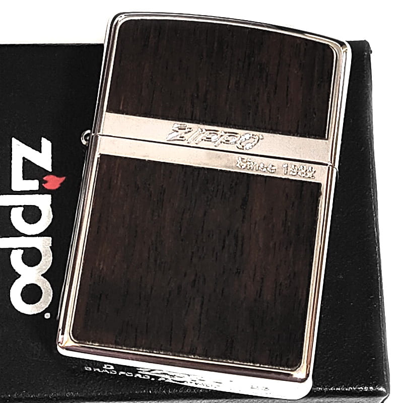 【訳あり】ジッポ ライター ローズウッド ダーク ZIPPO 彫刻 ストライプ ウッド貼り 両面加工 シルバー 銀 かっこいい おしゃれ レディース メンズ