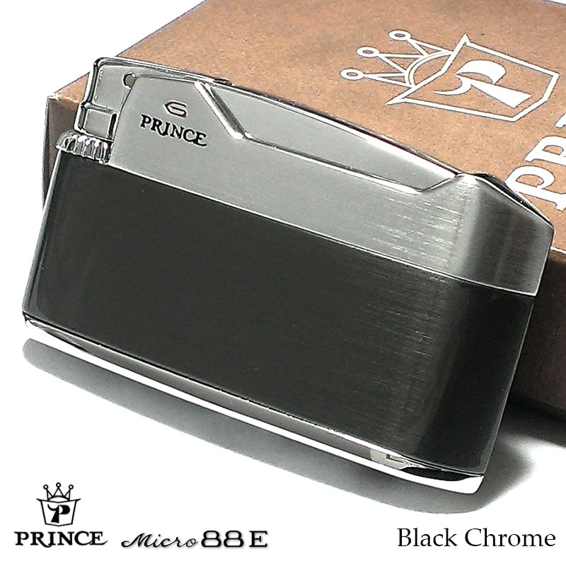 ガスライター プリンス PRINCE ミクロ88E ブラッククローム 復刻 Micro プリンスアイ ガス残量確認機構 黒 おしゃれ レディース ギフト メンズ プレゼント