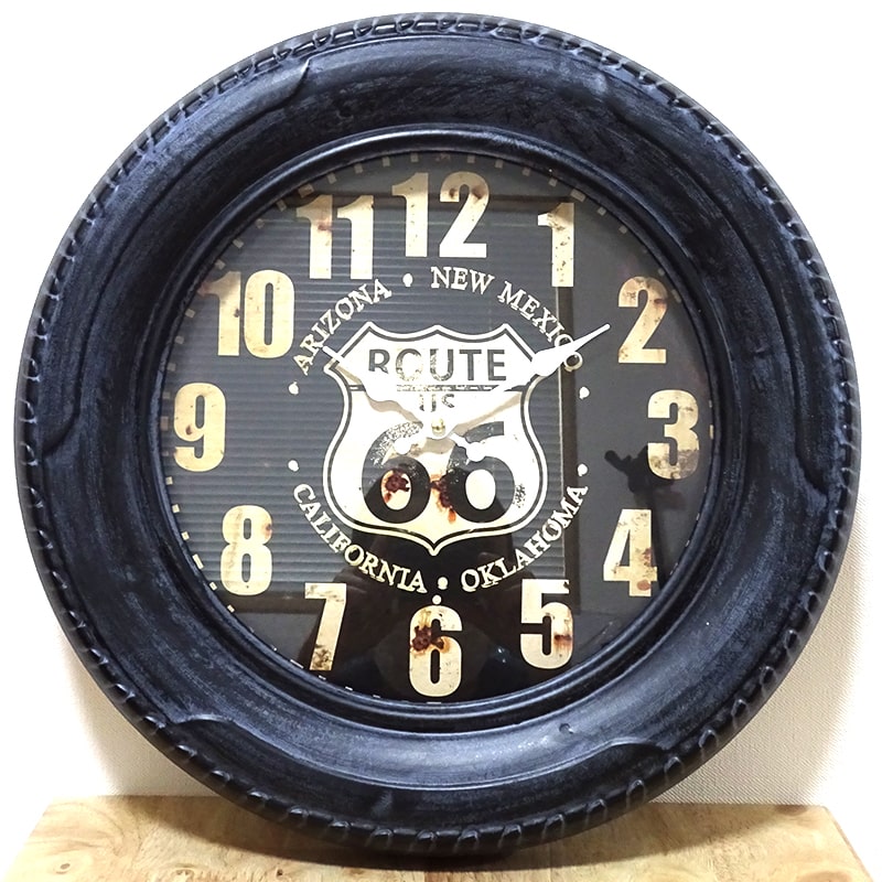 楽天市場 時計 おしゃれ アンティーク 置き時計 ルート66 タイヤ Clock 壁掛け アメリカン 雑貨 Route66 かわいい バー カフェ お店 店舗 可愛い インテリア 部屋 Zippoタバコケース 喫煙具のハヤミ