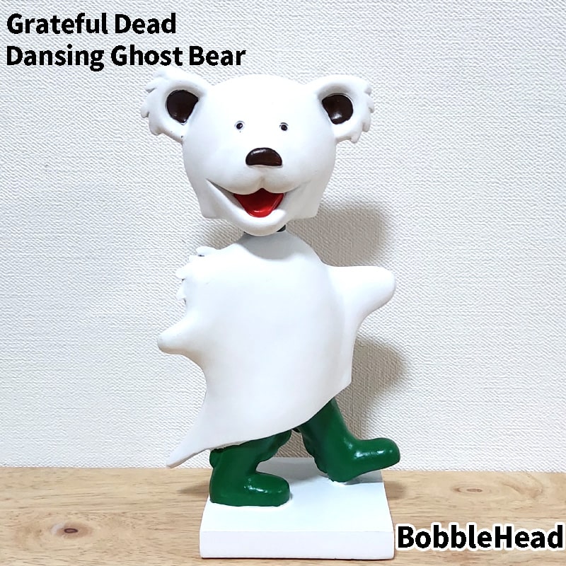 フィギュア グレイトフルデッド クマ ダンシングベア ゴースト Grateful Dead 首振り人形 キャラクター バブルヘッド ホワイト 熊 かわいい アメリカン 雑貨 インテリア 置物 おしゃれ ディスプレイ くま カフェ バー お店