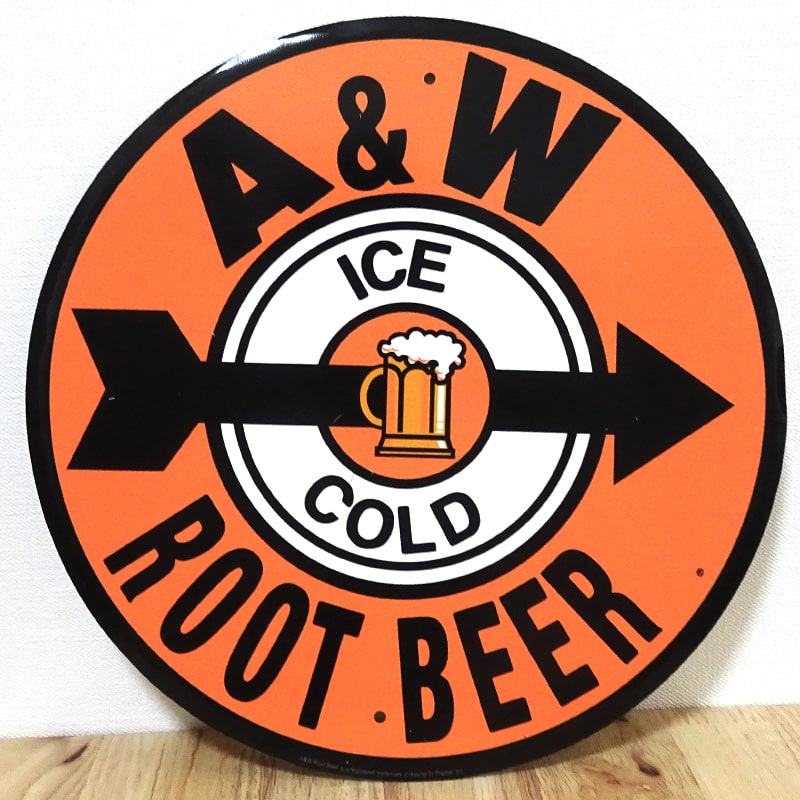 1970年代　A&W メニューボード　看板　ダイナー　店舗用　サイン 楽天市場】ラウンド ブリキ看板 エイアンドダブリュ ビール