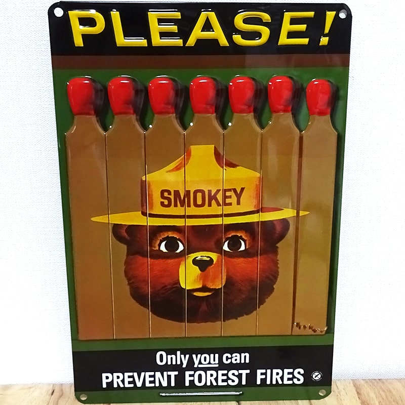 楽天市場】ブリキ看板 SMOKEY BEAR ビンテージ ラウンド メタルサイン