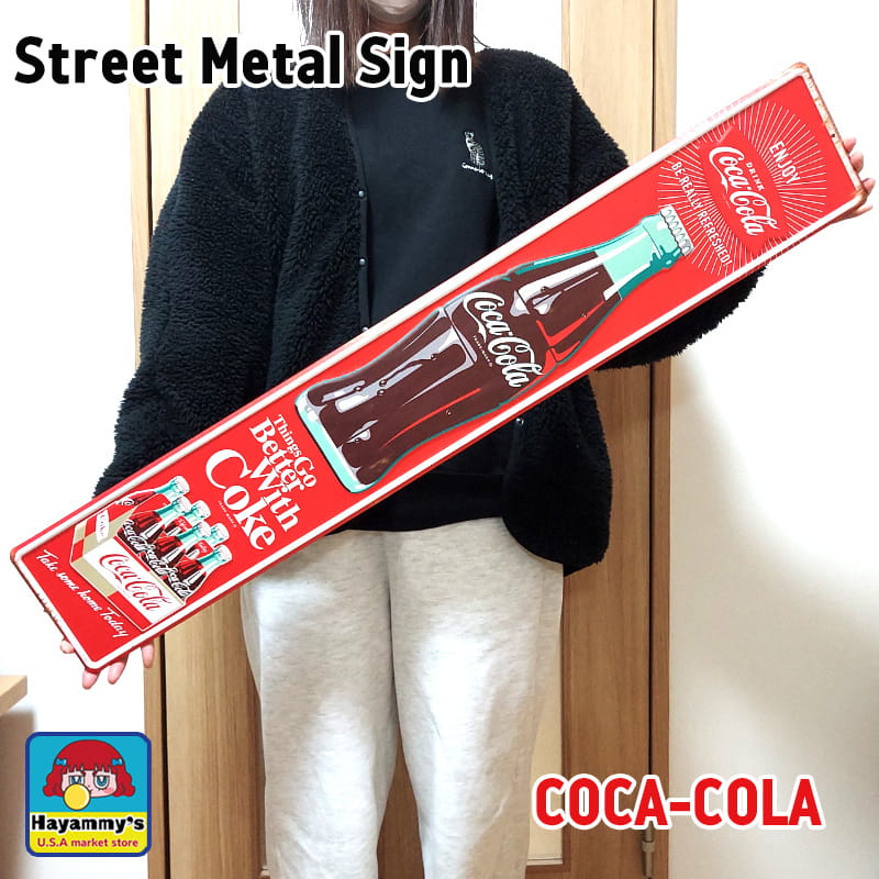 ブリキ看板 ガレージ レトロ コカコーラ アンティーク アメリカン 雑貨 COCA COLA ストリートエンボスメタルサイン 大型 正規ライセンス品 インテリア おしゃれ プレート 可愛い 壁飾り かわいい バー 店舗 カフェ