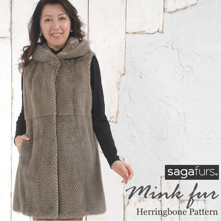 再再販 楽天市場 Saga ミンク ファー ジレ ヘリンボーン柄 Mb3194 毛皮 ファー 女性用 レデイース プレゼント ギフト ミンクファー ミンク ファーベスト アウター ミンクベスト ジレ ファージレ フード付 ミセス ファッション 40代 50代 ハヤシグチ 毛皮 ファー