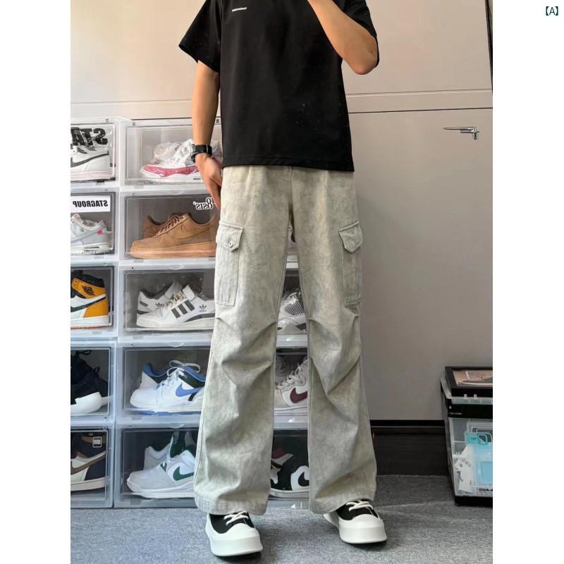 パン カジュアル ストリート フィットパンツ クリーン アメリカン メンズ オール オーバー 部隊 空挺 パターン 大理石 プリーツ