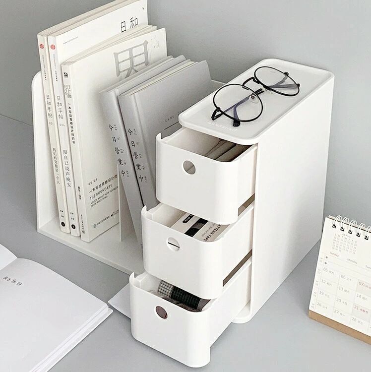 整理 保管 収納 小物 教科書 小説 本 シンプル 置き型 卓上 引き出し付き 小物入れ付き 仕切り ブックエンド 本スタンド 本立て
