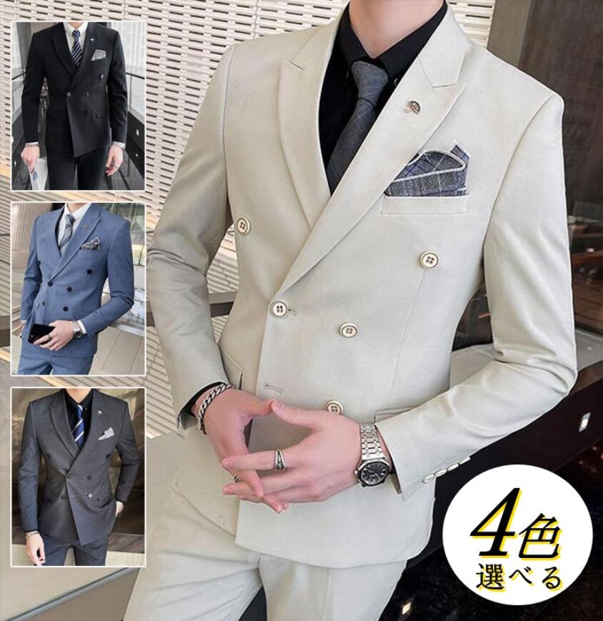 フォーマルスーツ 結婚式スーツ ビジネススーツ スーツ メンズスーツセット 大きいサイズ ジャケット+ベスト+パンツ 3点セット｜hayashop