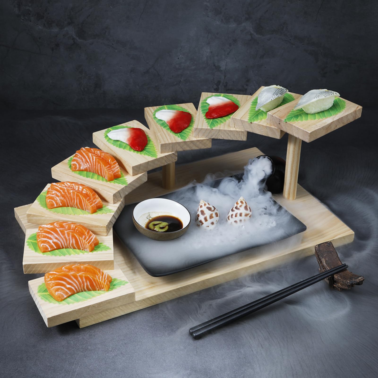 レ お店 飲食店 和食器 日本料 和食盛台 食べ物屋 和風 御勤め用 食料雑貨類 焼肉 お肉 お刺身 お弥助 段々 弥助サボ 立体盛込 上がり段盛器 木製