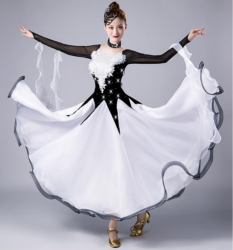 イベント服スタンダー 踊りドレス ステージ衣装 人気 エレガント ワルツドレス 演出服競技用 優雅 ドレス 社交ダンス専用ダンス