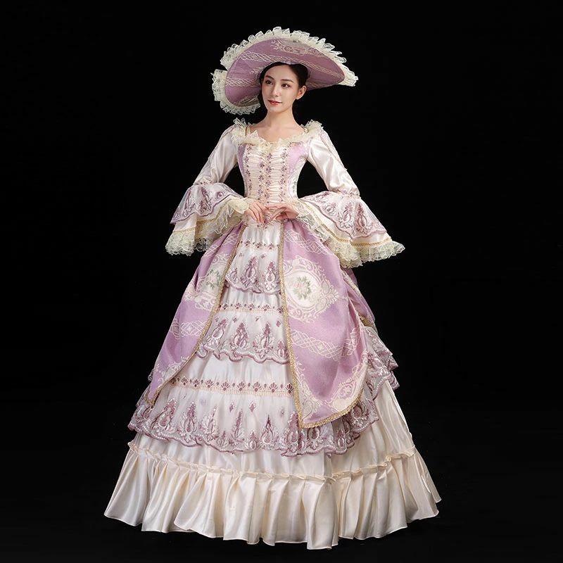 合唱 コスチューム 現代演劇服装 プリンセスドレス 演奏会用ドレス 帽子付き 華やかなレース マキシ丈ワンピース 洋