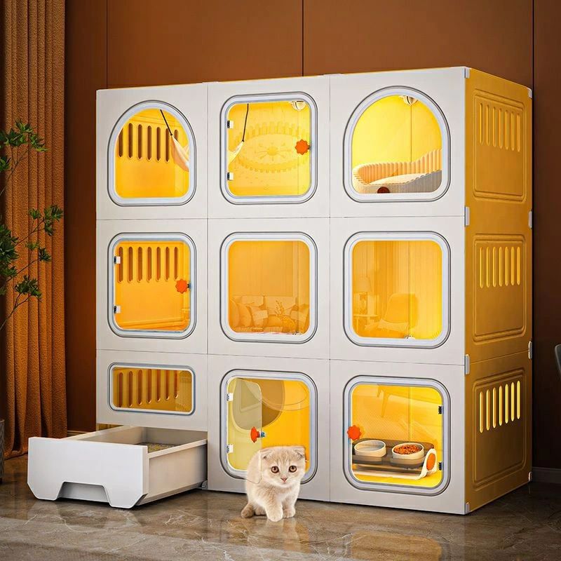 猫 キャットケージ ケージ ゲージ 猫ケージ キャットタワー スタジアム 猫トイレ付 脱走防止 頑丈 組立簡単 留守番 保護 脱走防｜hayashop