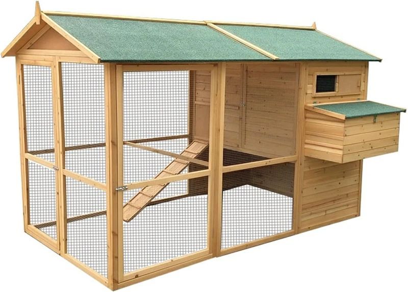 鶏小屋大型 屋外チキンコープ 木製マルチレベルヘンハウス ネスティングボックス付き耐候性家禽15~20羽の鶏用の大きなチキンコ|hayashop