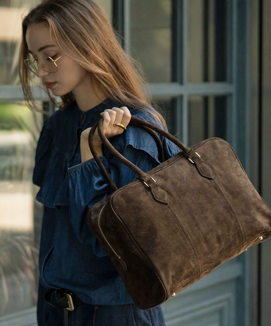 本革 スエード ボストンバッグ レディース【第2世代・改良版 Donusa