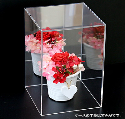 【台座無し】アクリルケース (背面ミラータイプ)板厚(3ミリ)(外寸)幅(300)奥(300)高(410)｜アクリルショップ・はざい屋
