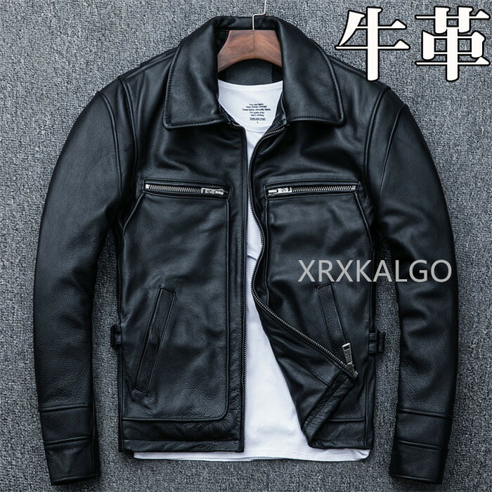 レザージャケット ライダースジャケット 牛革 バイクジャケット 折り襟 本革 革ジャン メンズファッション S～4XL 本革ジャケット グレー カウレザー 父の日 アウター ライダース ライダースジャケット バイク 防風 防寒 レザー お洒落 メンズ 大きいサイズ