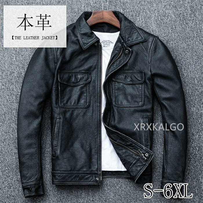 【時間限定10%OFF】レザージャケット レザーコート ライダースジャケット 牛革 バイクジャケット 折り襟 本革 革ジャン 本革ジャケット グレー カウレザー 父の日 アウター 防風 防寒 レザー お洒落 メンズ 大きいサイズ