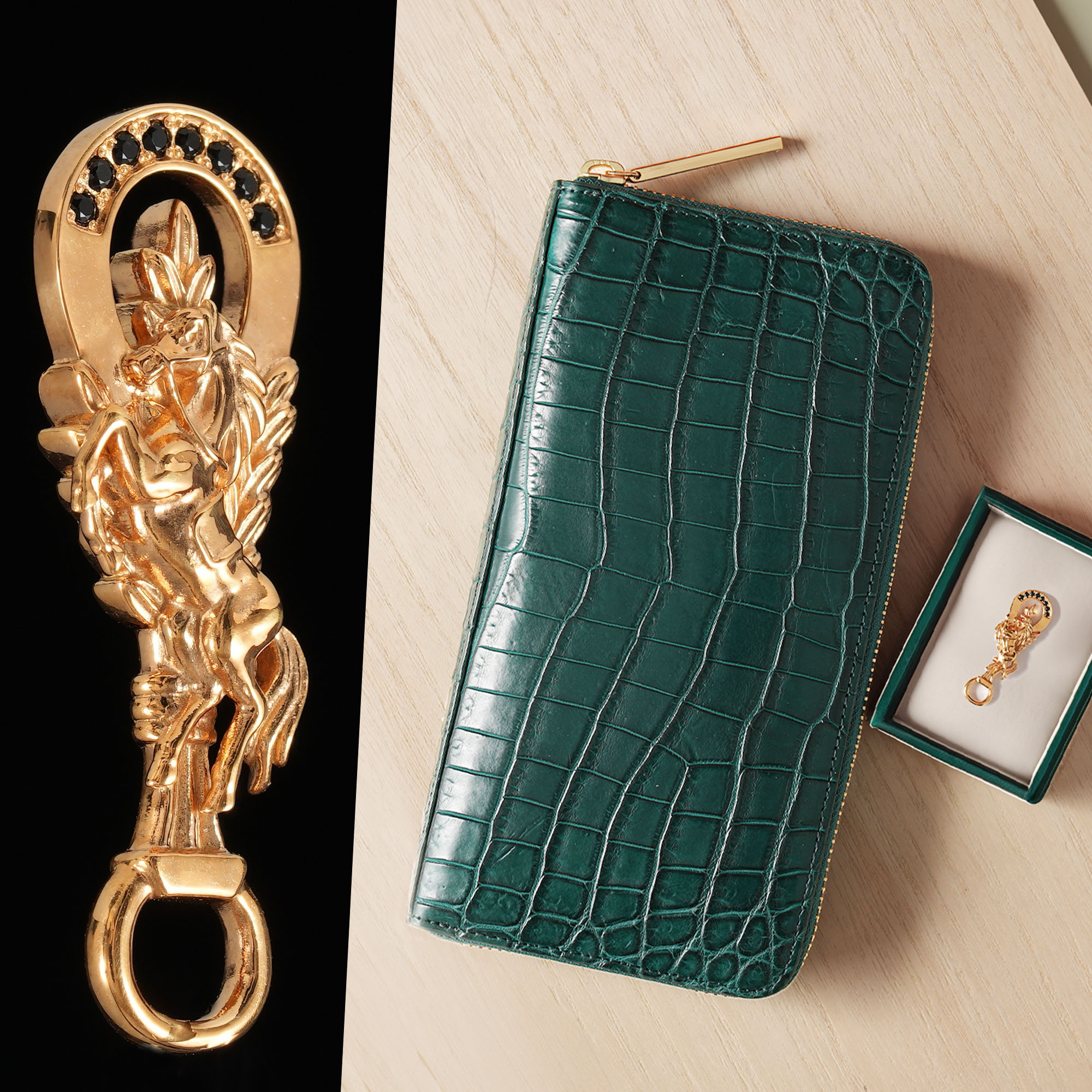 【傳濱野】≪メンズ≫縁起を尽くした、濱野家オリジナルの「験担ぎ」財布　FELIX CROCO（フェリクス クロコ） denhamano デンハマノ 濱野財布 濱野 369-339-1 一粒万倍日 緑 メンズ長財布 レザー メンズ 男性財布 クロコダイル財布 開運財布 縁起 最強開運日 金運 緑の財布