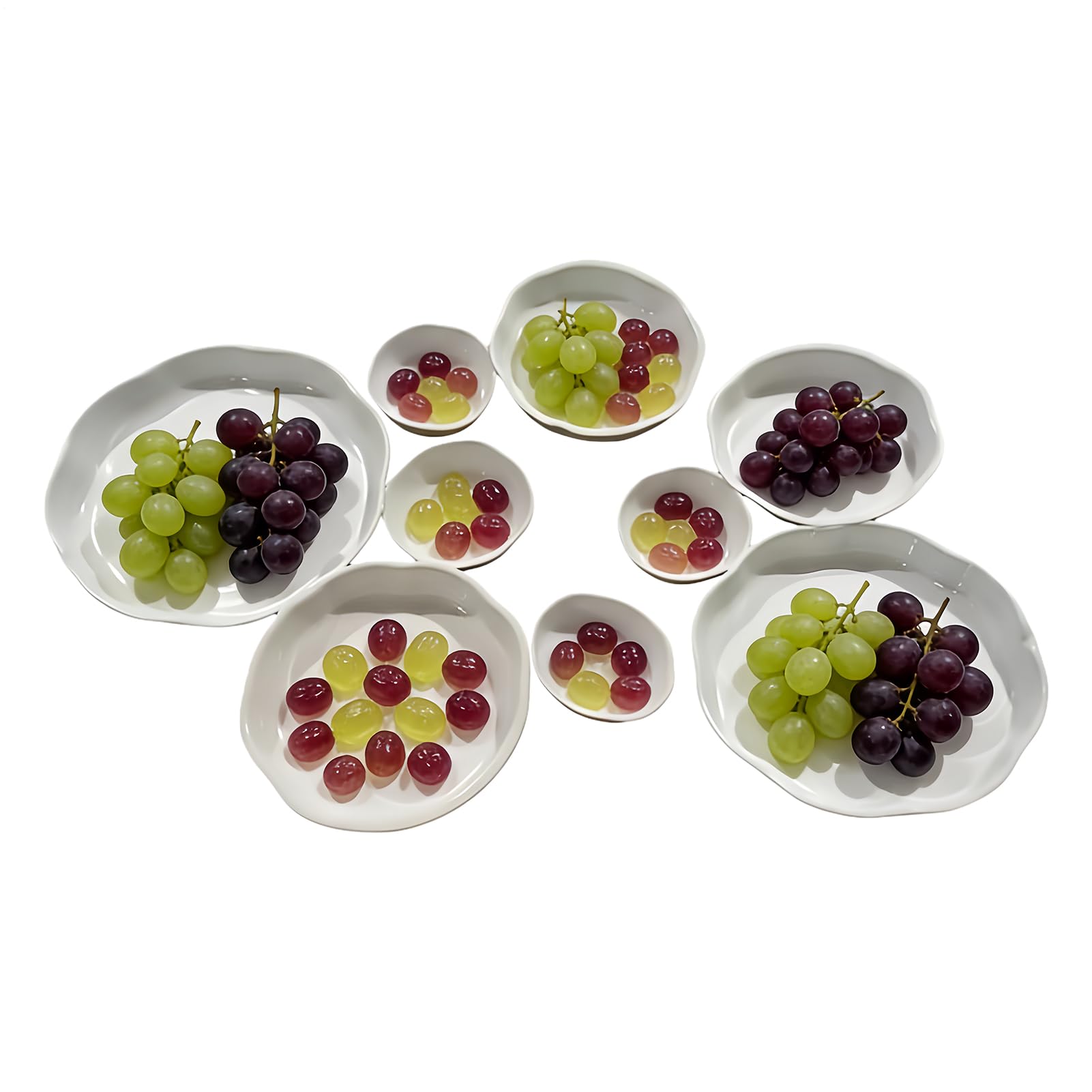 トレイ おしゃれ 9連 盛り付け皿 陶器調 ホワイト プレート 小鉢 オードブル皿 食器セット フルーツ バスケット 菓子器 デザートプレート 前菜皿 小物入れ アクセサリートレイ インテリア モダン ディスプレイ パーティー ウェディング|H&B JAPAN